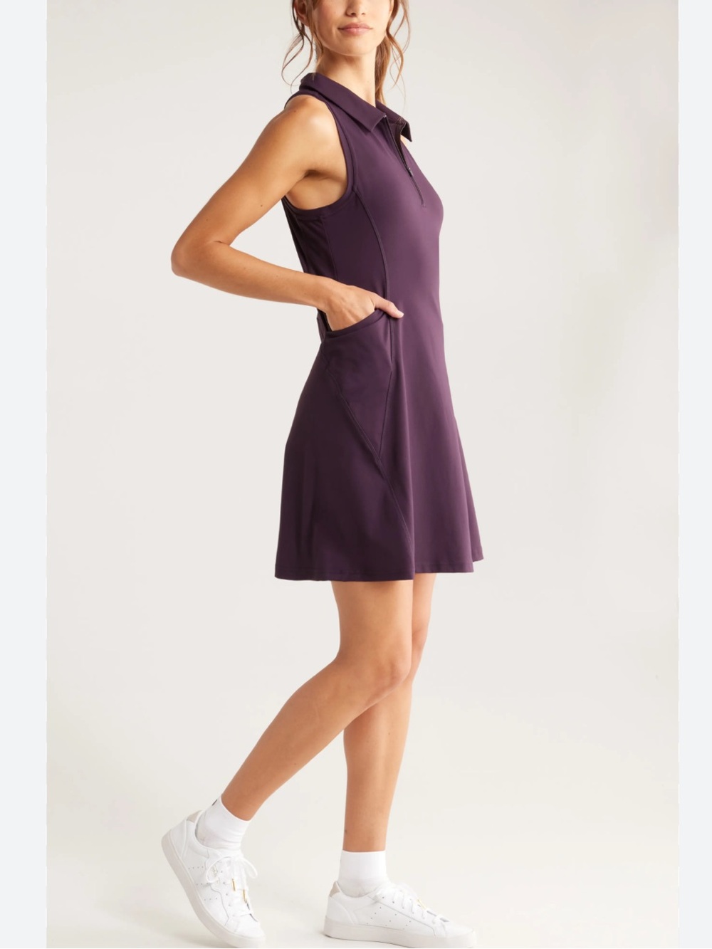 Zella Sleeveless Polo Dress in Plum